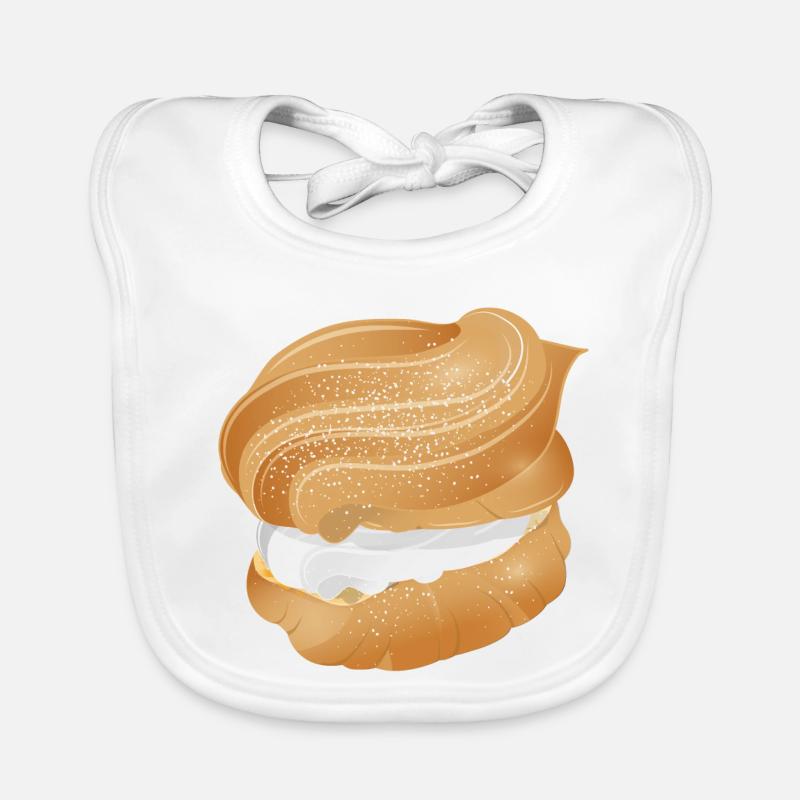 Illustration eines mit Sahne gefüllten Windbeutel Baby Bio-Lätzchen