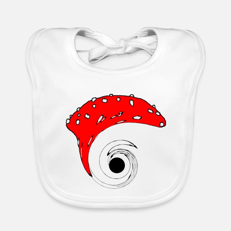 Black Hole Mushroom - Organic Baby Bibs - white