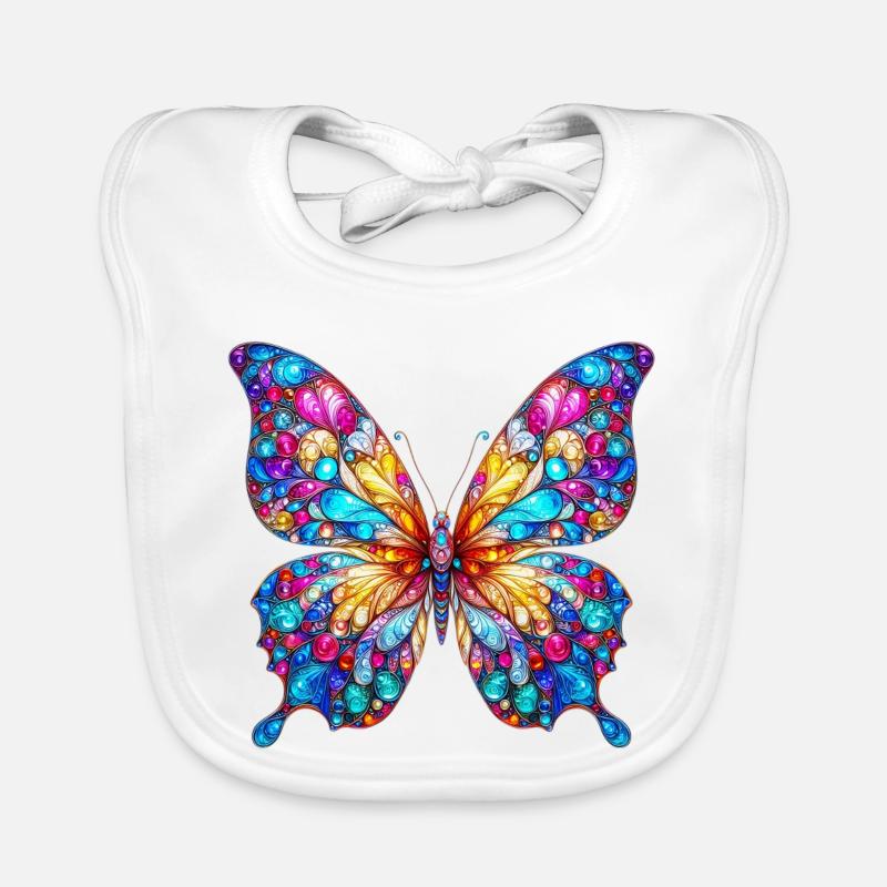 Schmetterling - Baby Bio-Lätzchen - Weiß