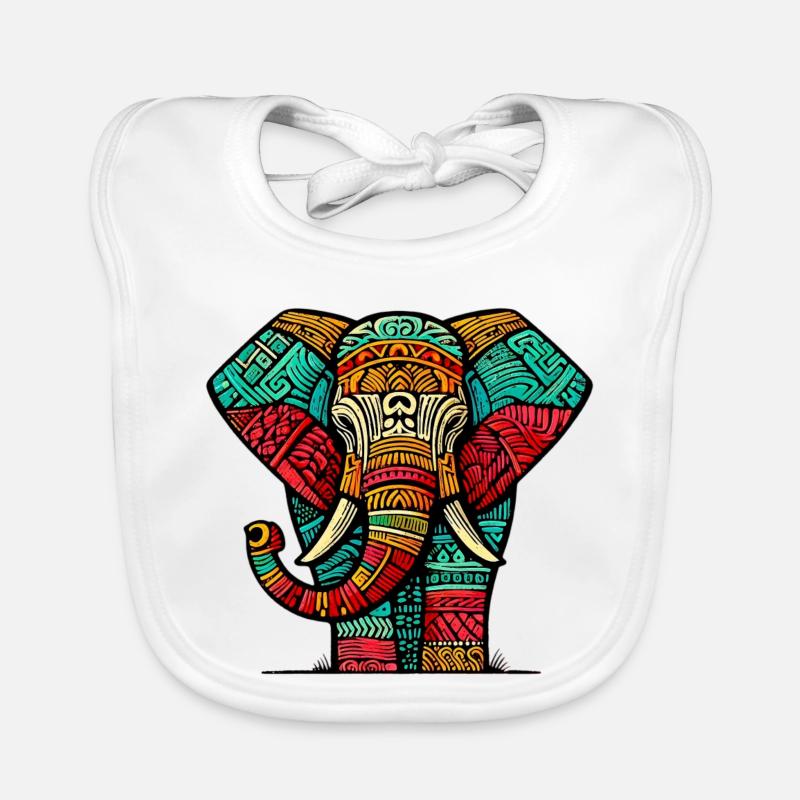 Éléphant - Bavoir bio Bébé - blanc