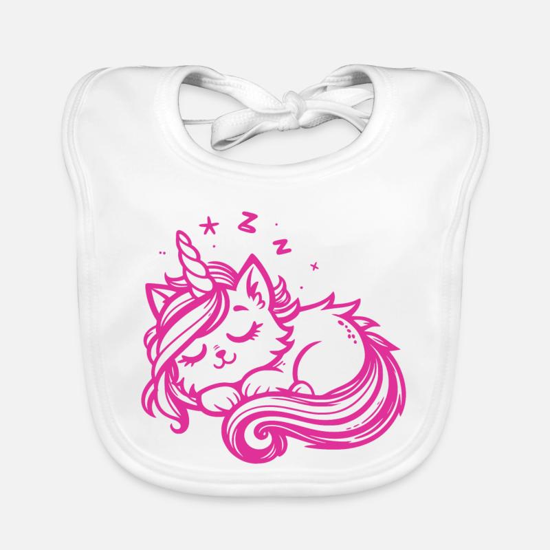 Sleeping Unicorn Cat (Pink) Organic Baby Bibs