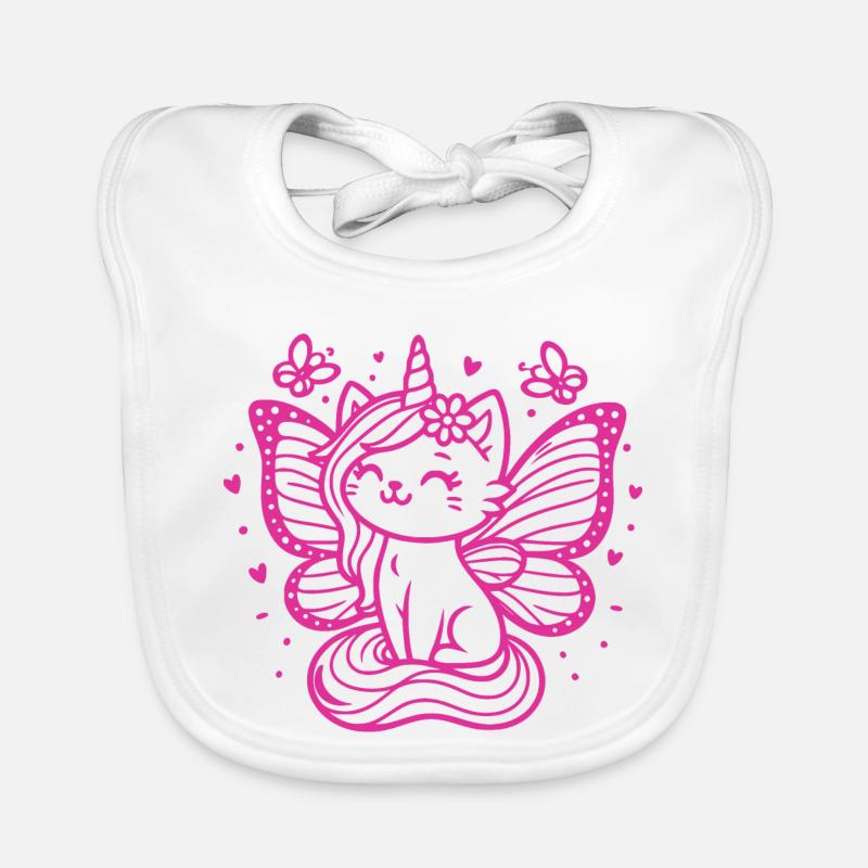 Winged Unicorn Cat (pink) Organic Baby Bibs