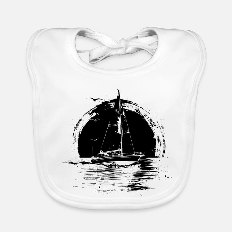 Sailing Drawing Organic Baby Bibs
