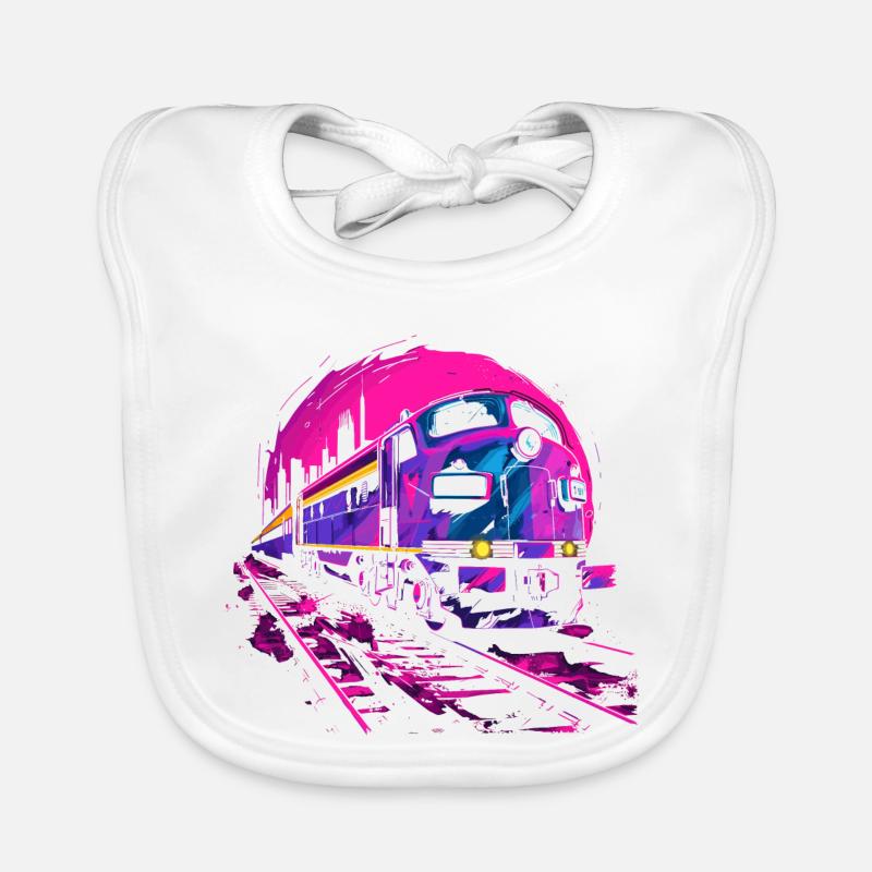 Retrowave Eisenbahn Baby Bio-Lätzchen