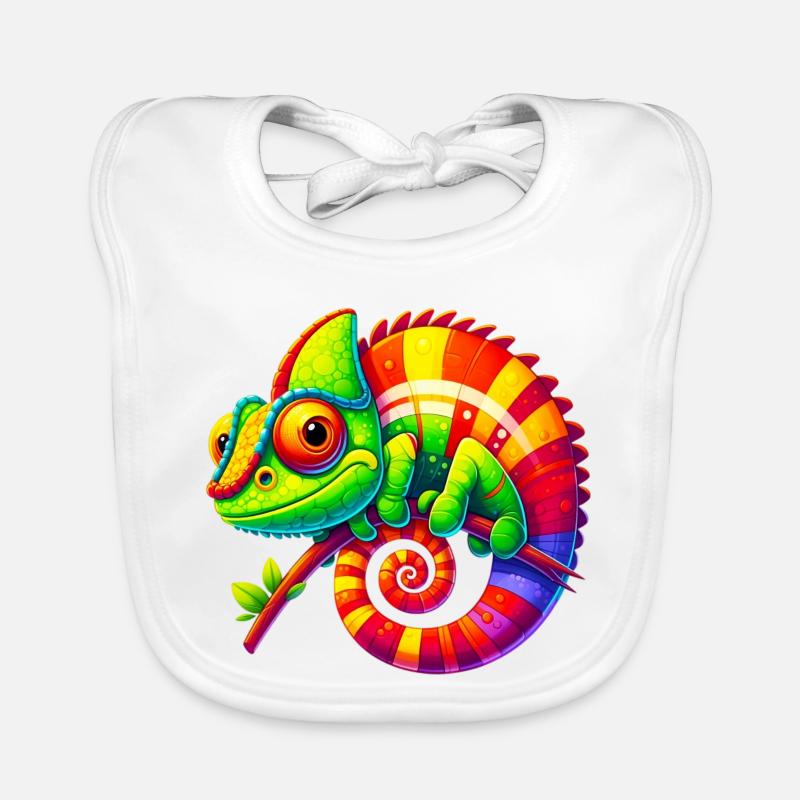 Caméléon - Bavoir bio Bébé - blanc