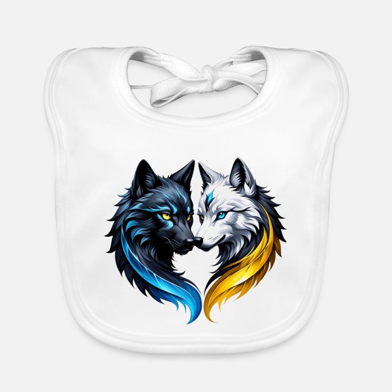 Majestätische Wolfsköpfe. Baby Bio-Lätzchen