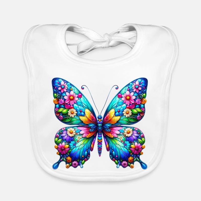 Schmetterling - Baby Bio-Lätzchen - Weiß
