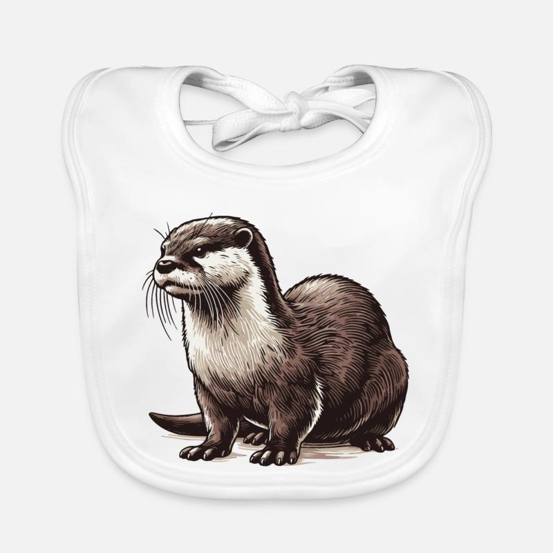 Loutre - Bavoir bio Bébé - blanc