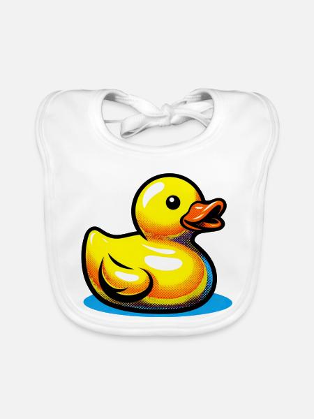 Ente Ente Ente Ente Ente - Baby Bio-Lätzchen - Weiß - Vorne