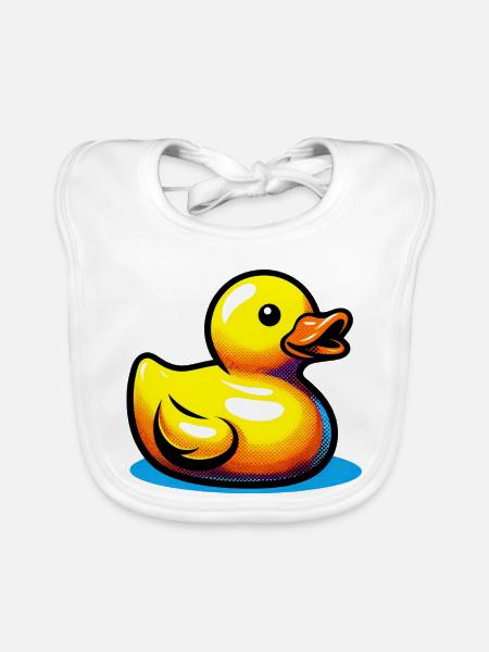 Ente Ente Ente Ente Ente - Baby Bio-Lätzchen - Weiß - Vorne