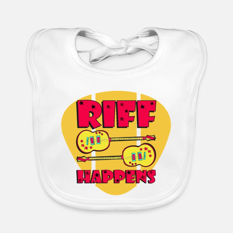 Riff Happens - Funny Comic-Style Guitars Organic Baby Bibs