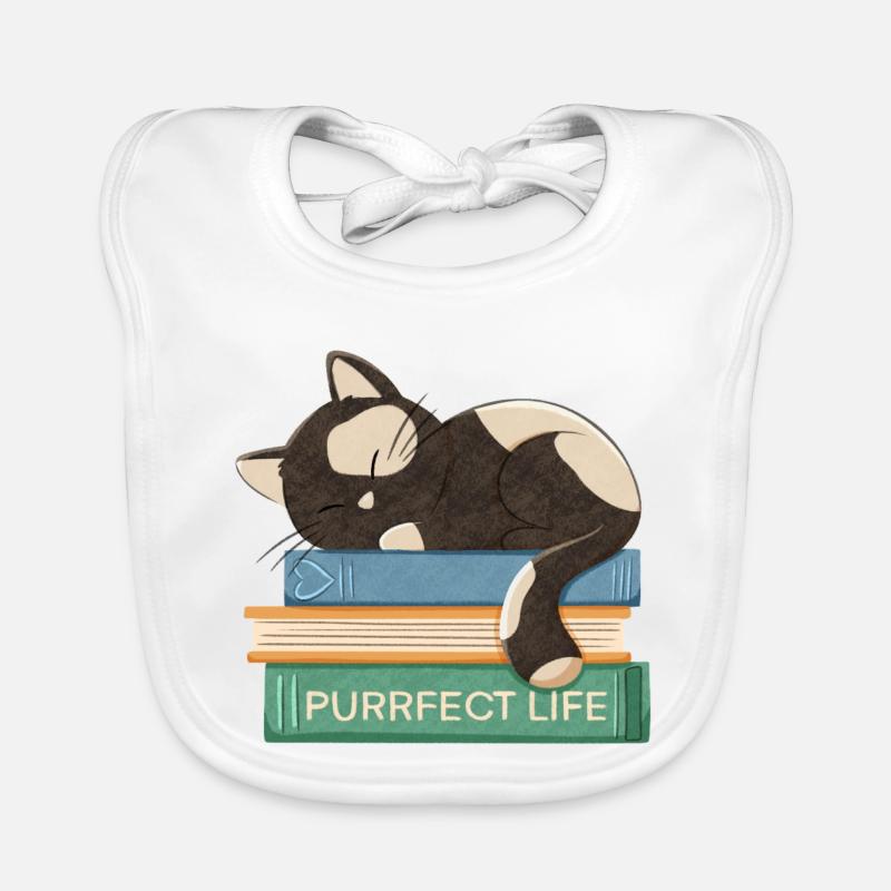 Katze macht ein Schläfchen auf Büchern Baby Bio-Lätzchen