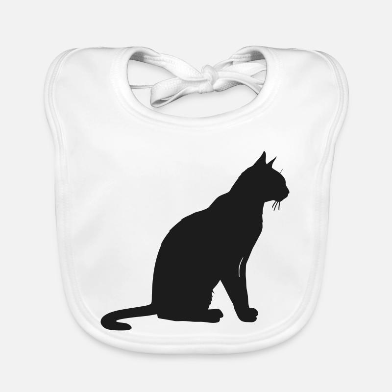Silhouette élégante d’un chat - Bavoir bio Bébé - blanc