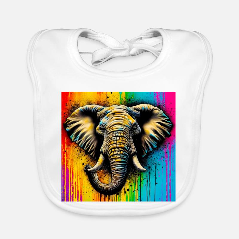 Elefant - Baby Bio-Lätzchen - Weiß