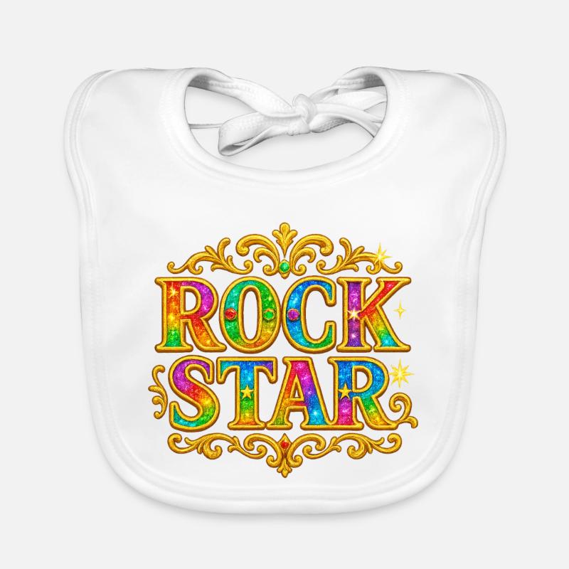 Vibrant Glitter Rock Star Embellishment Organic Baby Bibs