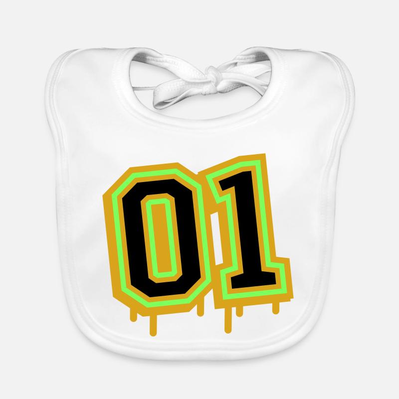 Glowing Neon Number 01 Design Organic Baby Bibs