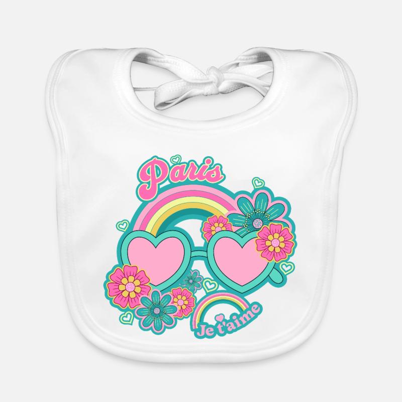 Paris Regenbogen Rosé Herzen Baby Bio-Lätzchen