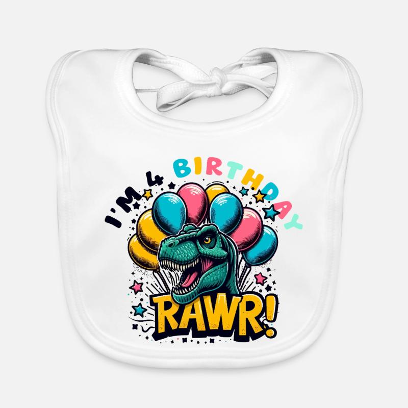 Geburtstag T rex Bunte Luftballons Rawr Baby Bio-Lätzchen