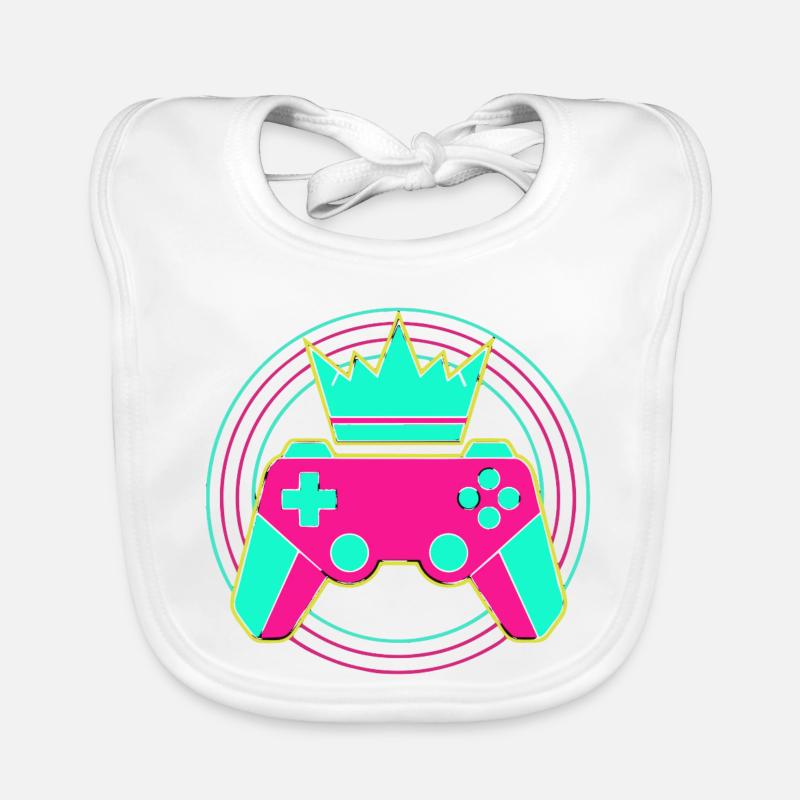 Controller Krone Neon Minimal Zocker Art Baby Bio-Lätzchen