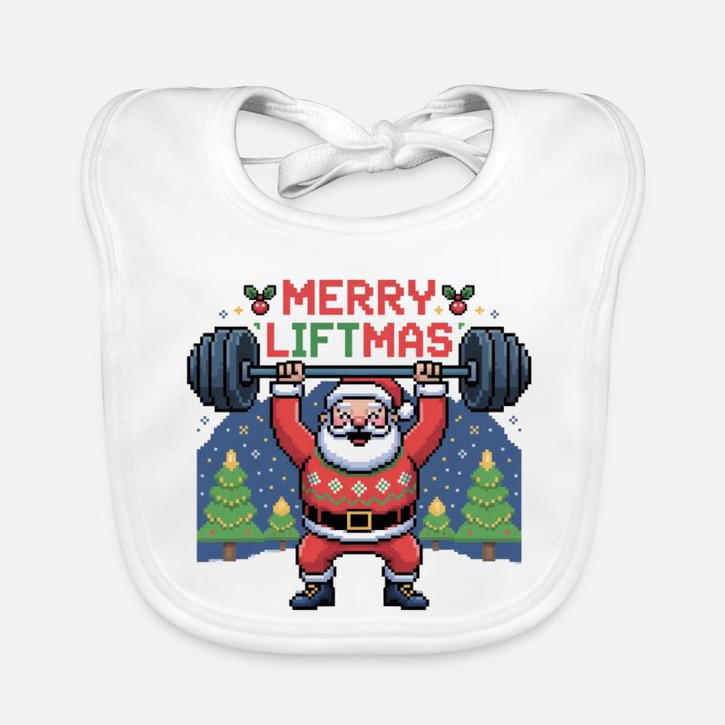 Pixel Santa hebt Gewichte Baby Bio-Lätzchen