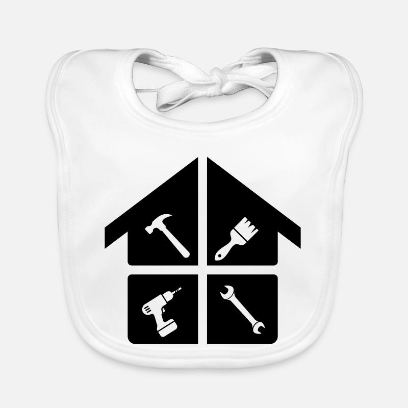 Logo de l’artisan – marteau, perceuse et brosse Bavoir bio Bébé