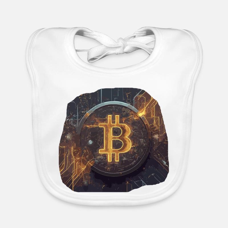 Glowing Bitcoin Artwork Crypto Organic Baby Bibs