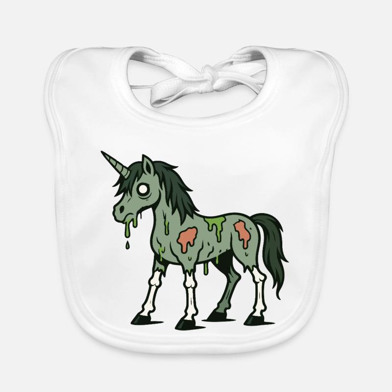 Rotting Zombie Unicorn with Slime and Bones Organic Baby Bibs