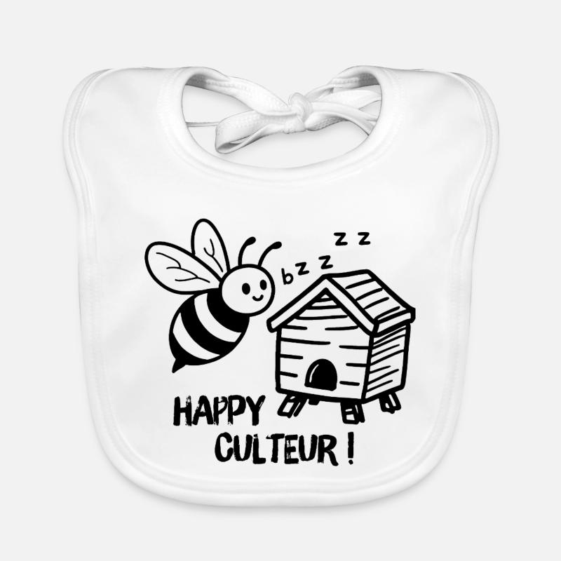 Beekeeper, Happy Grower Bee with a Beehive Organic Baby Bibs