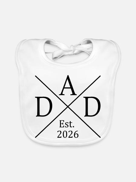 Dad Est. 2026 - Organic Baby Bibs - white - Front
