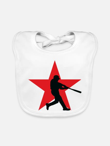 Baseball – Sport - Baby Bio-Lätzchen - Weiß - Vorne