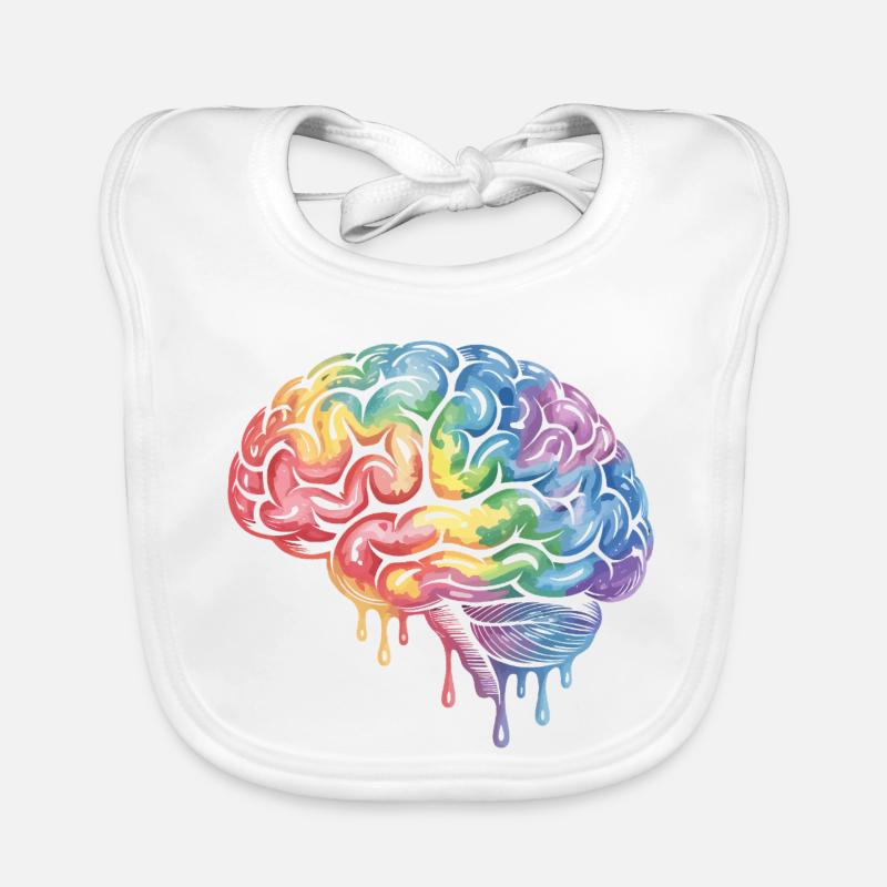 Conception d’impression en dégradé de cerveau arc-en-ciel Bavoir bio Bébé