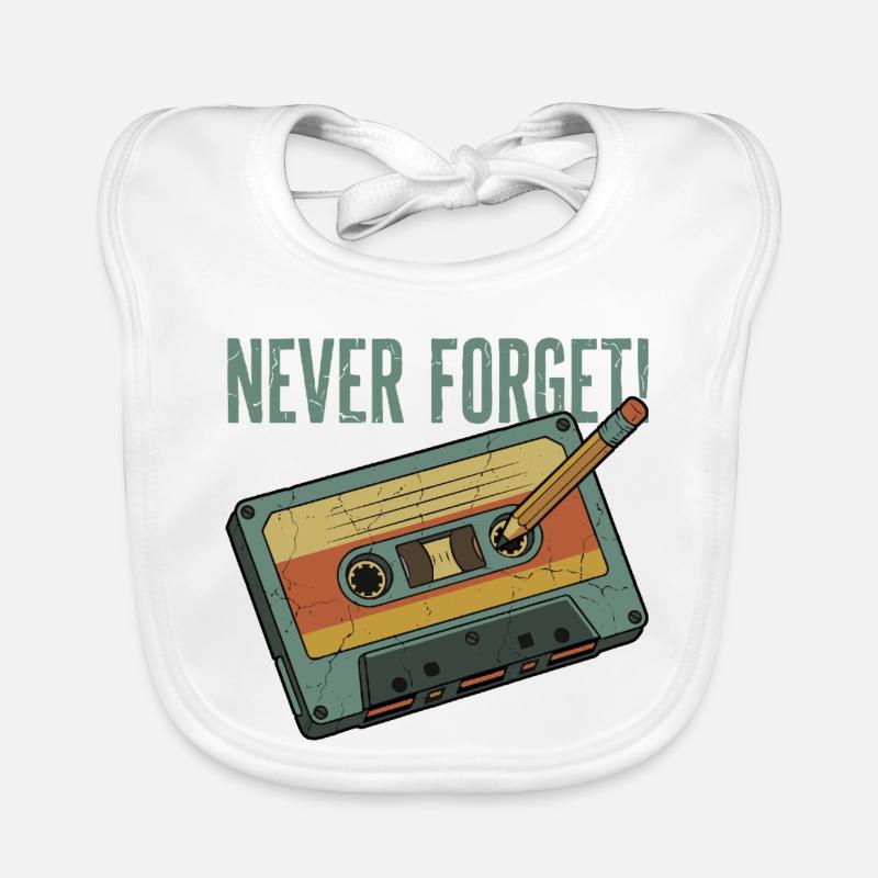 Never Forget – Retro Kassette & Bleistift Design Baby Bio-Lätzchen