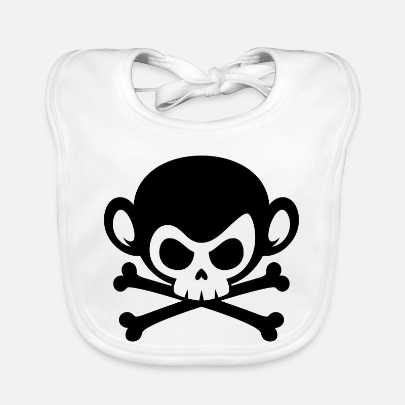 Skull monkey with crossed bones Organic Baby Bibs