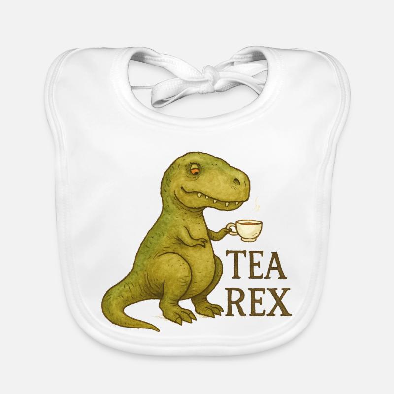 Tea Rex : Aquarelle Dino Heure du Thé Bavoir bio Bébé