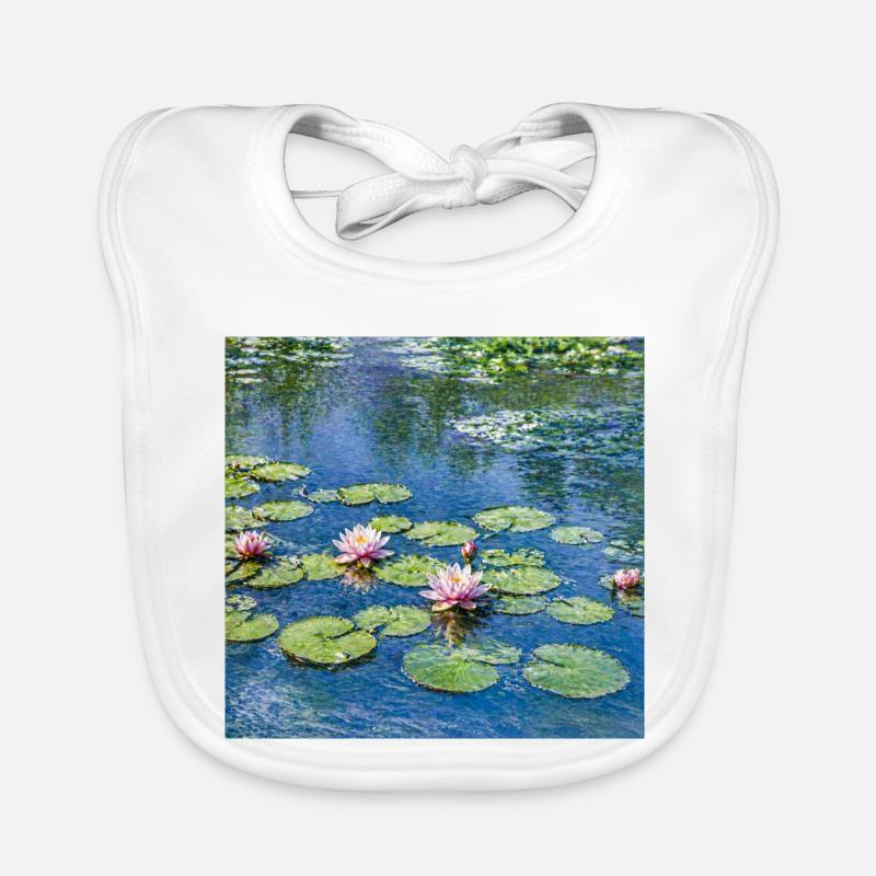 Lilies on a Blue Pond Organic Baby Bibs