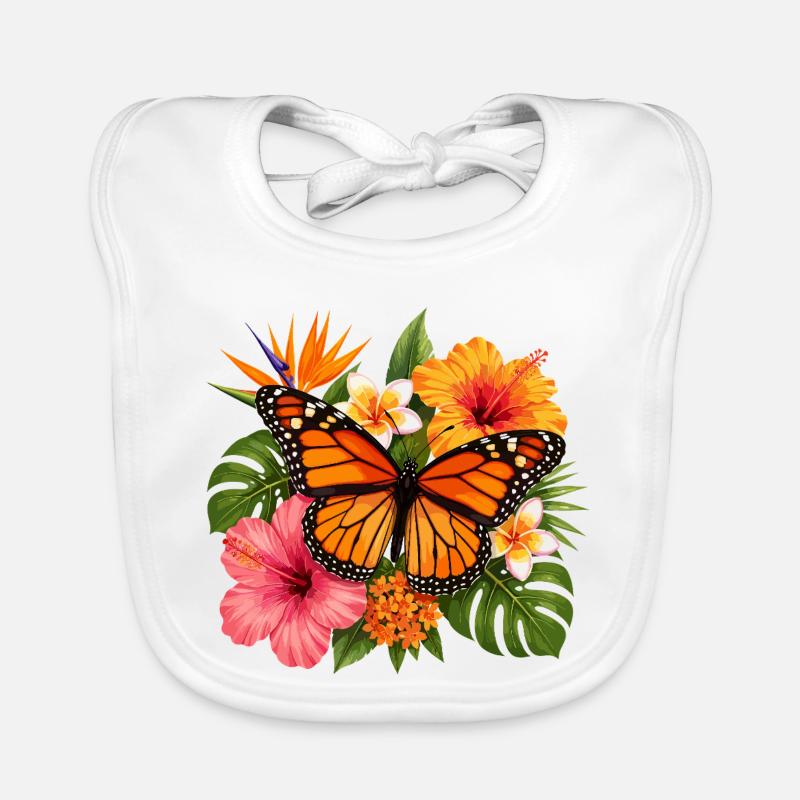Monarch Butterfly Tropical Blossom Organic Baby Bibs