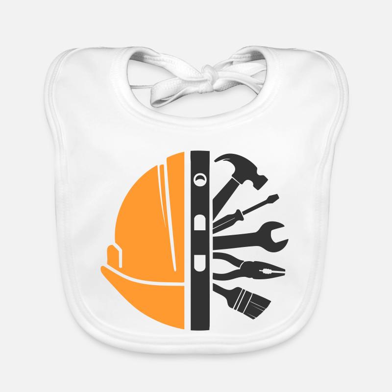 Bauhelm & Werkzeug – Handwerker Logo Baby Bio-Lätzchen