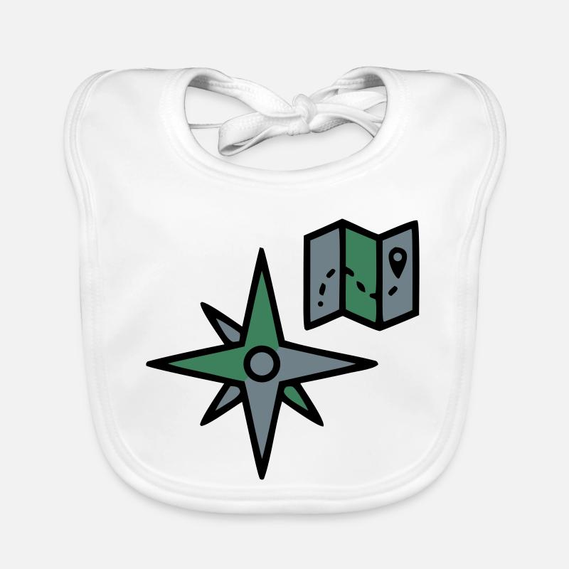 Compass Map Hiking Geocaching Survival Organic Baby Bibs