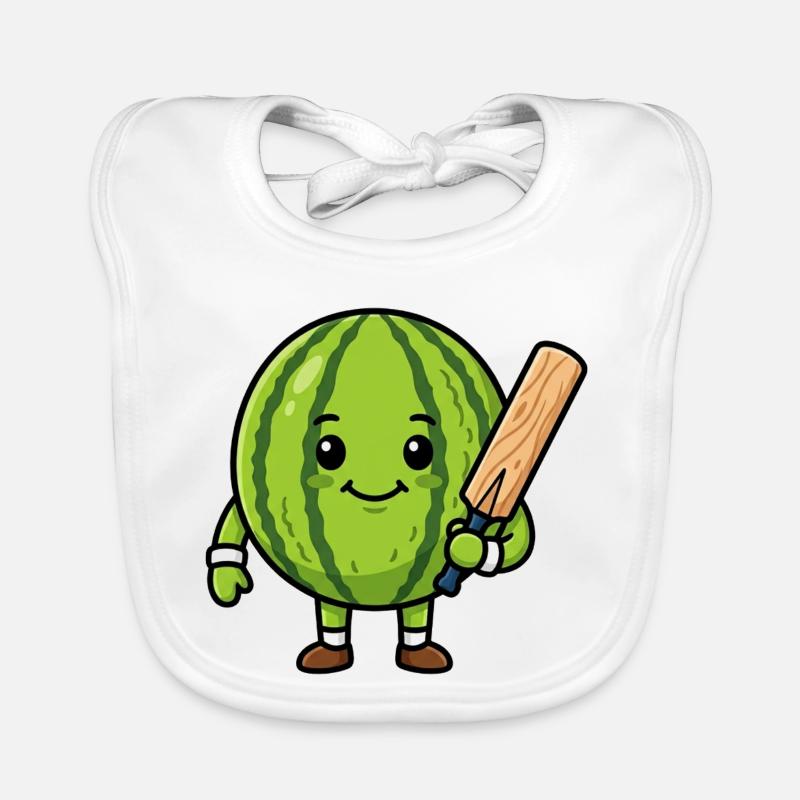 Lustige Wassermelone Mit Cricket Schlaeger Baby Bio-Lätzchen