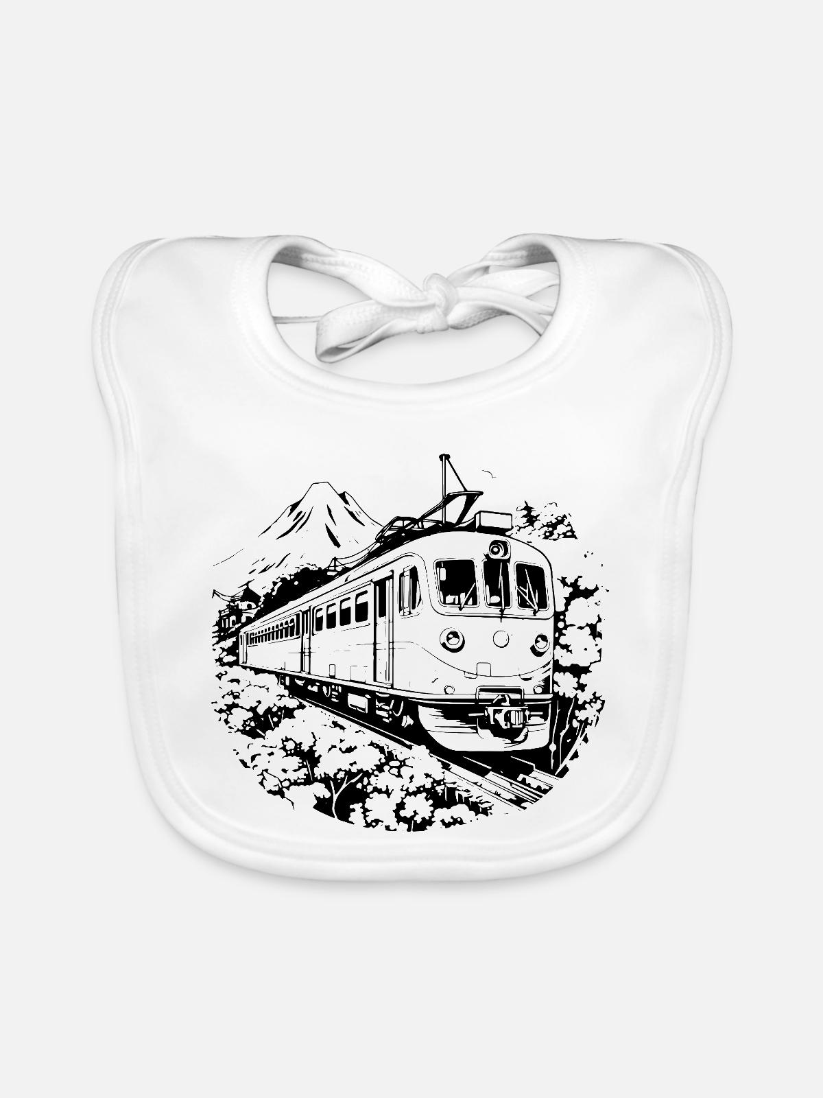 Eisenbahn - Baby Bio-Lätzchen - Weiß - Vorne