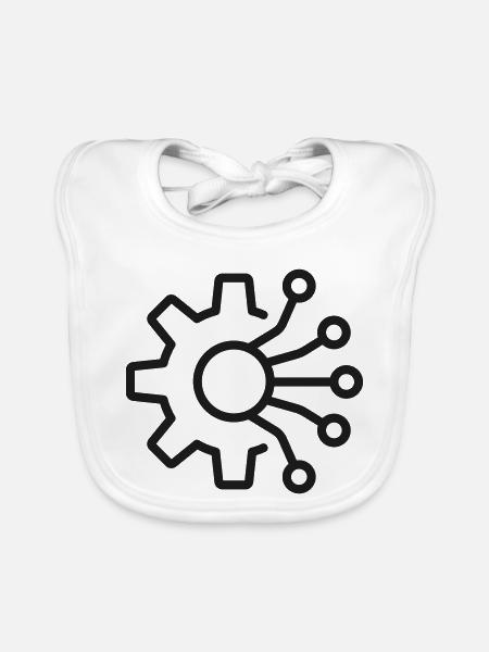 KI-Integration Zahnrad-Symbol - Baby Bio-Lätzchen - Weiß - Vorne