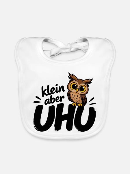 Klein aber UHU - Baby Bio-Lätzchen - Weiß - Vorne