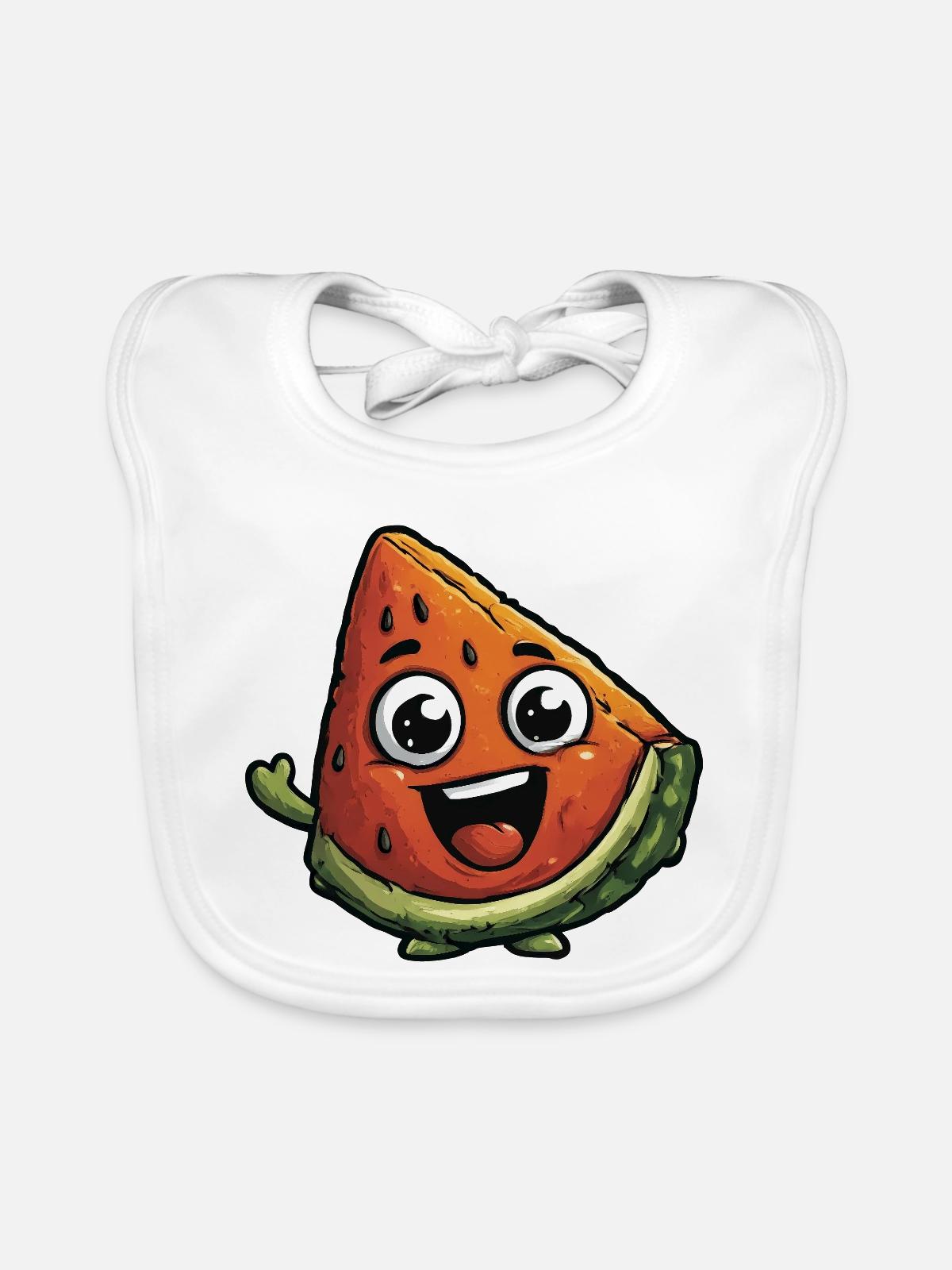Lachende Wassermelonenscheibe - Baby Bio-Lätzchen - Weiß - Vorne