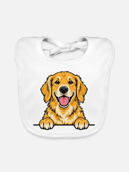 Golden Retriever - Baby Bio-Lätzchen - Weiß - Vorne