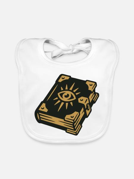 Zauberbuch Auge Magie Wappen - Baby Bio-Lätzchen - Weiß - Vorne