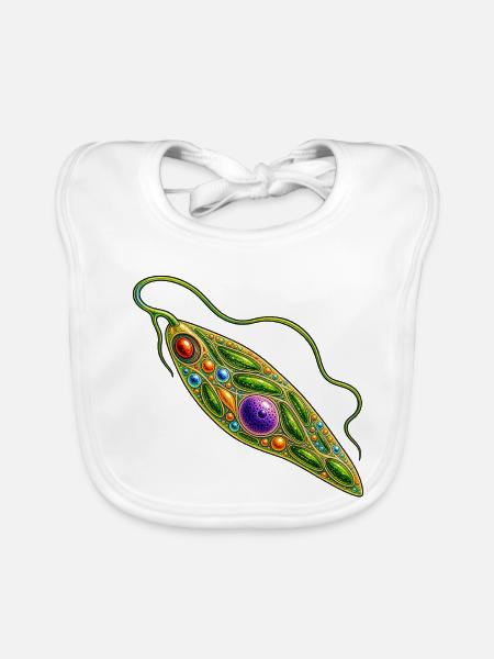 Euglena – Farbenfrohes Geißeltierchen Biologie - Baby Bio-Lätzchen - Weiß