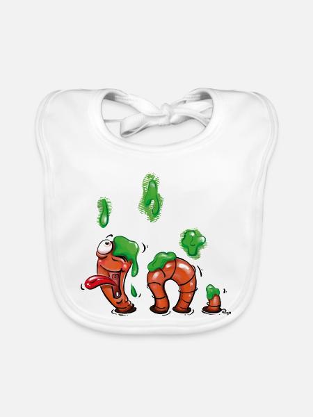 Wurm im Glück - Baby Bio-Lätzchen - Weiß - Vorne