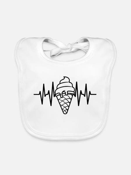 Eiscreme Liebe Eis Herzschlag - Baby Bio-Lätzchen - Weiß - Vorne
