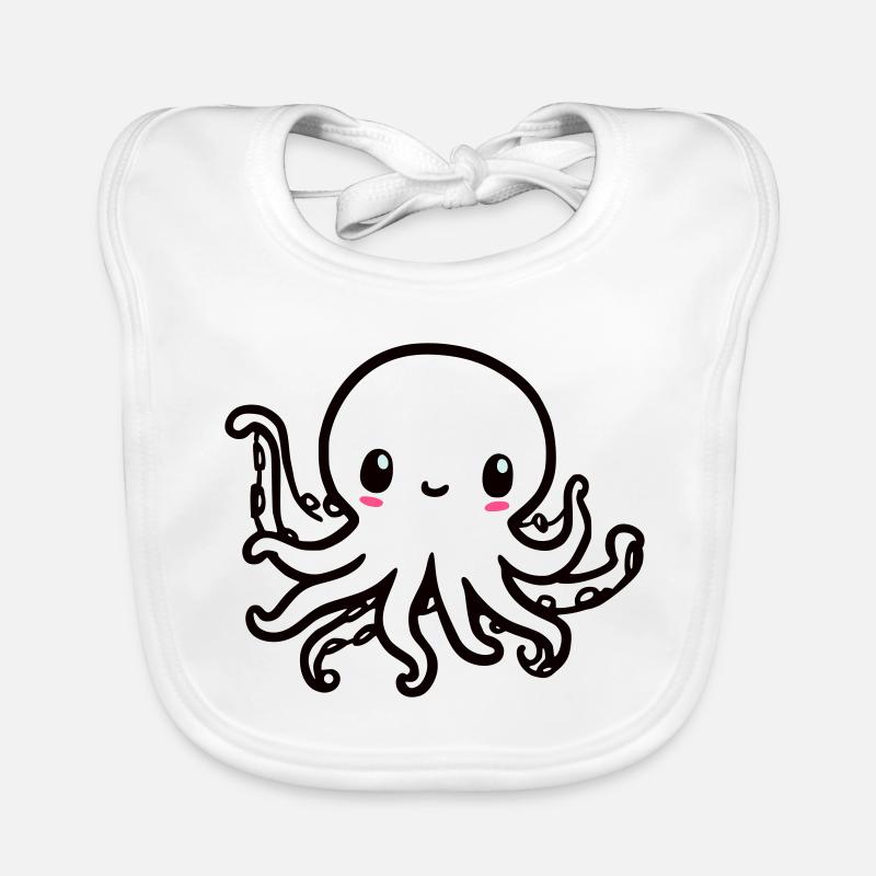Niedlicher Octopus Kawaii - Baby Bio-Lätzchen - Weiß