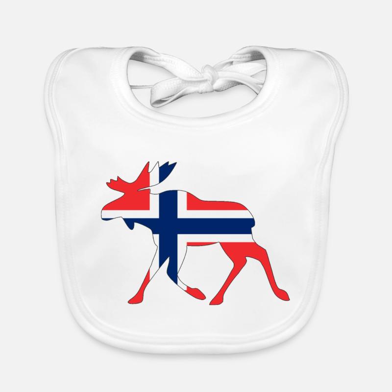 Norvège Élan silhouette avec drapeau norvégien Bavoir bio Bébé